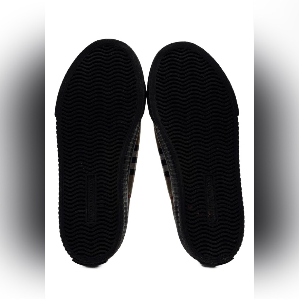 Burberry Tan Nova Check Velcro Strap Low Top Sneakers Black Toe Cap COA Size 35 - Picture 8 of 10